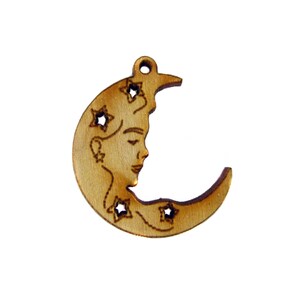 MoonCharm Pendant-- Wood Pendant- Wooden Crescent Moon Charm Pendant-- Baltic Birch Petite Moon Pendant (WJ-07)
