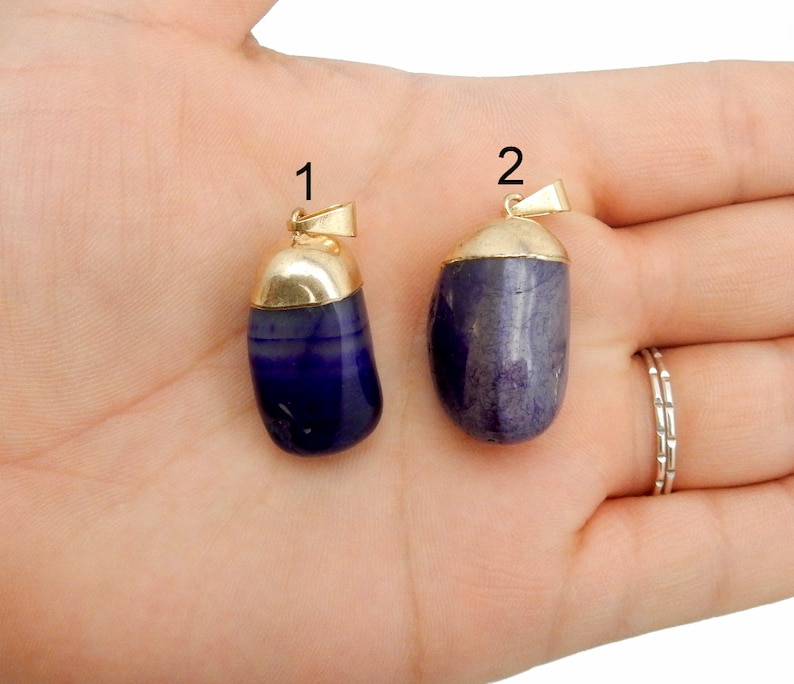 24k Gold Plated Cap and Bail You CHOOsE Purple Tumbled Agate Pendant Lot G-272