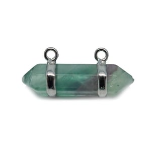 Double Terminated Rainbow Fluorite Double Bail Pendant Silver Plated dblterm2 (S94B25-05)