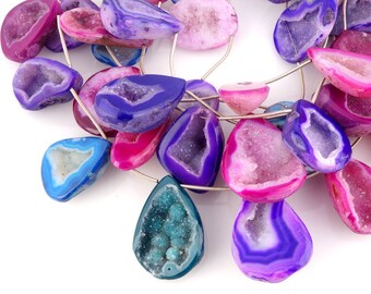 Agate Druzy Beads-- Assorted Agate Druzy Drusy Druzzy Beads-- 1 STRAND (S116B3-01D)