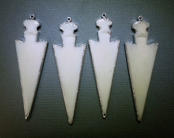 Arrowhead Pendant-- Bone Arrowhead Pendant with SIlver Electroplated Edge (S76B3-05) Made in USA