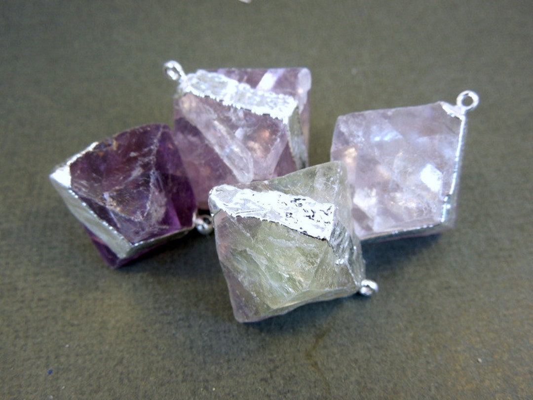 レインボーフローライトフローライトダイヤモンドキューブ、シルバー