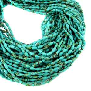 Turquoise Beads - Turquoise 8mm x 4mm Rice Beads-- 1 Full STRAND (S91B9-07)