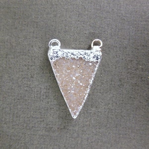 Druzy Druzzy Drusy Triangle Pendant Charm Silver Electroplated Edge and Double Bail S1B7-06 image 2