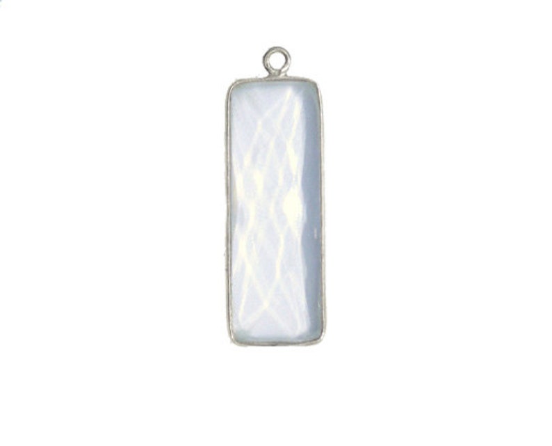 WWA-21 Sterling Silver Bezel Crystal Quartz Bar Charm Pendant