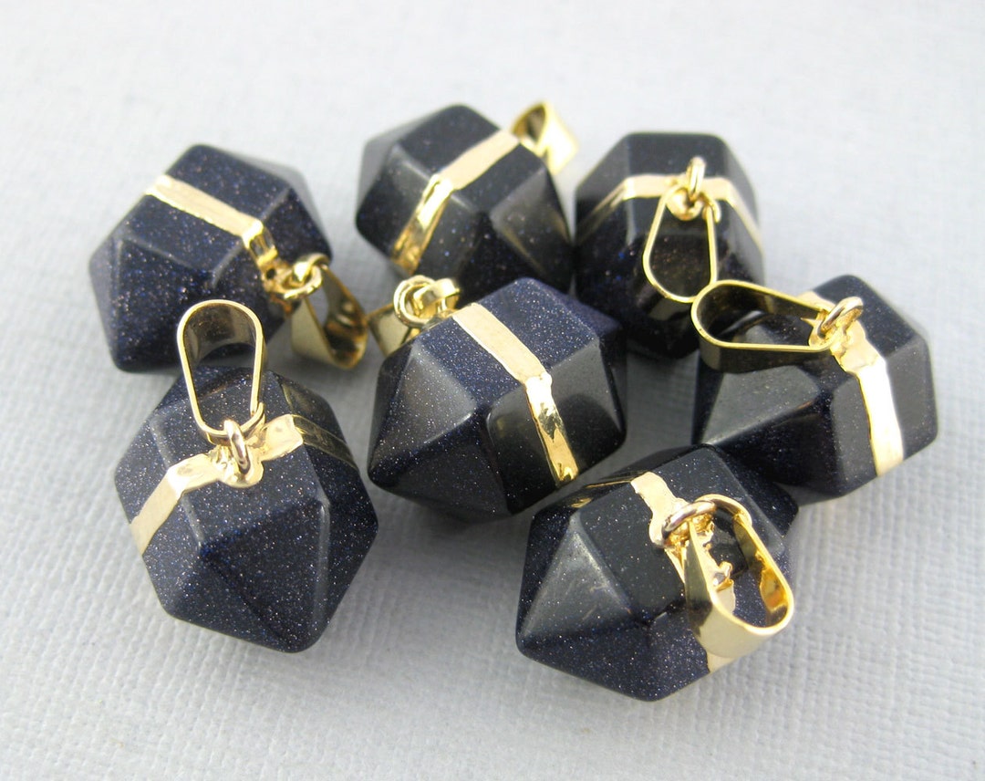 ゴールドストーンペンダント ブルー ゴールドストーン プチ ダブル ターミネーテッド ペンダント