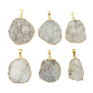 Druzy Freeform Pendant edged in Electroplated 24k Gold- Freeform Pendant Druzy (S129B1-16)