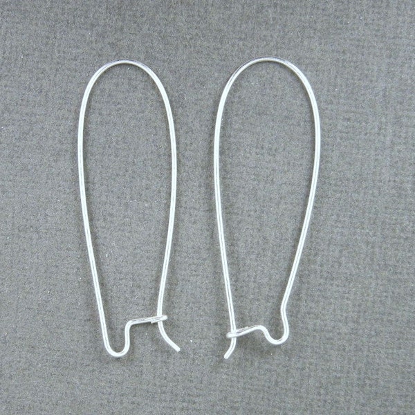 Silver Ear Wires-- Sterling Silver Kidney Shaped Large Ear Wires Earring Hooks -10 PAIRS (S36-B1-06)