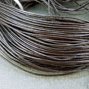 Leather Cord- 1mm Round Brown Leather Cord-- by the YARD (LC-06)