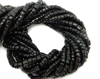 Black Onyx Beads-- FIVE (5) STRANDS of Black Onyx Disk Beads -- (S105B10-03)