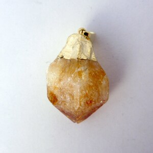 Citrine Point Pendant Raw Citrine electroplated gold S122B1 image 2