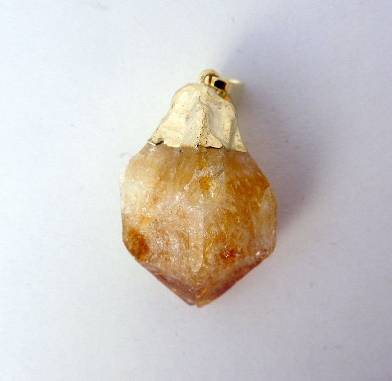 Citrine Point Pendant Raw Citrine electroplated gold S122B1 image 2