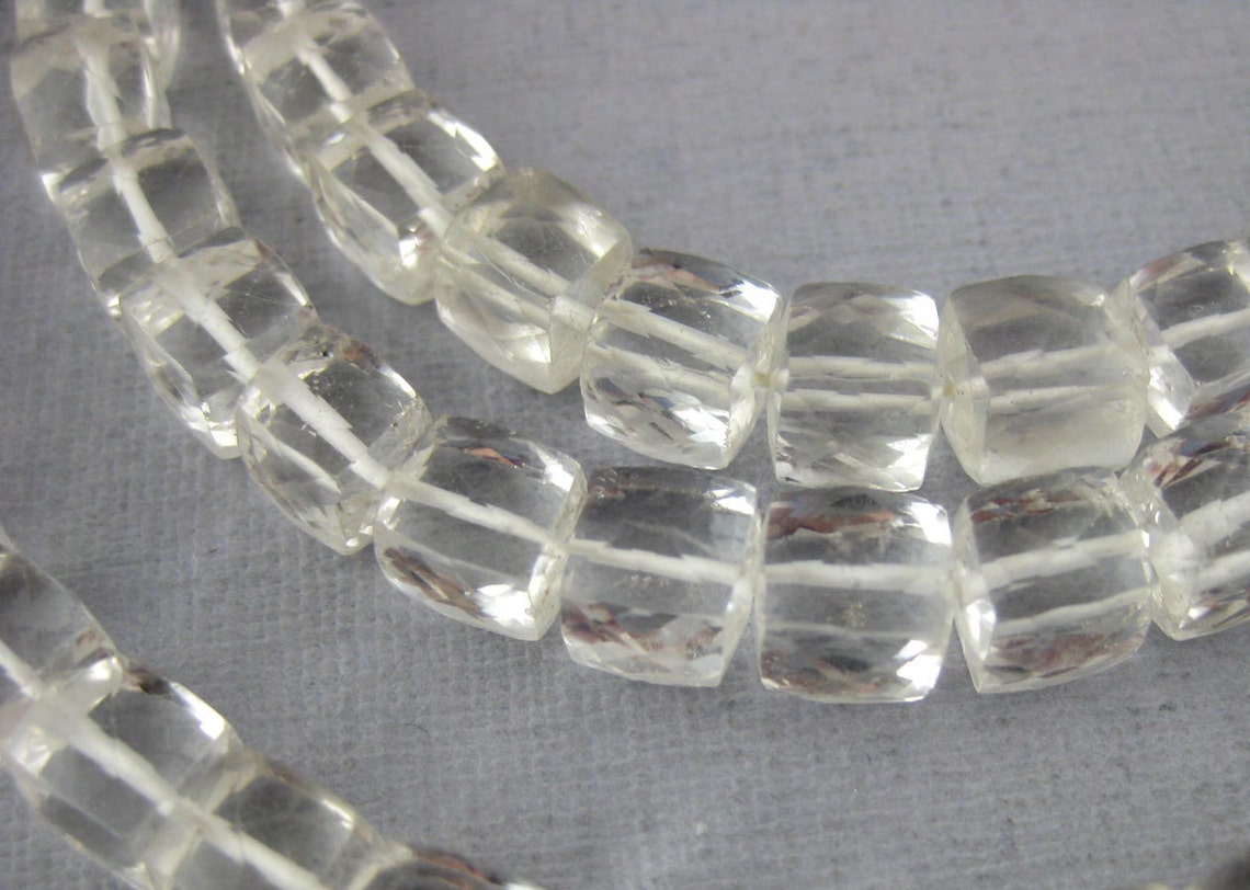 Crystal Quartz Beads Crystal Quartz Faceted Cube Beads 1 Etsy