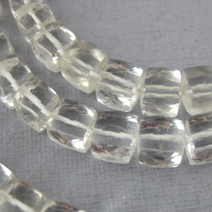 Crystal Quartz Beads-- Crystal Quartz Faceted Cube Beads-- 1 STRAND (S104B5-01)