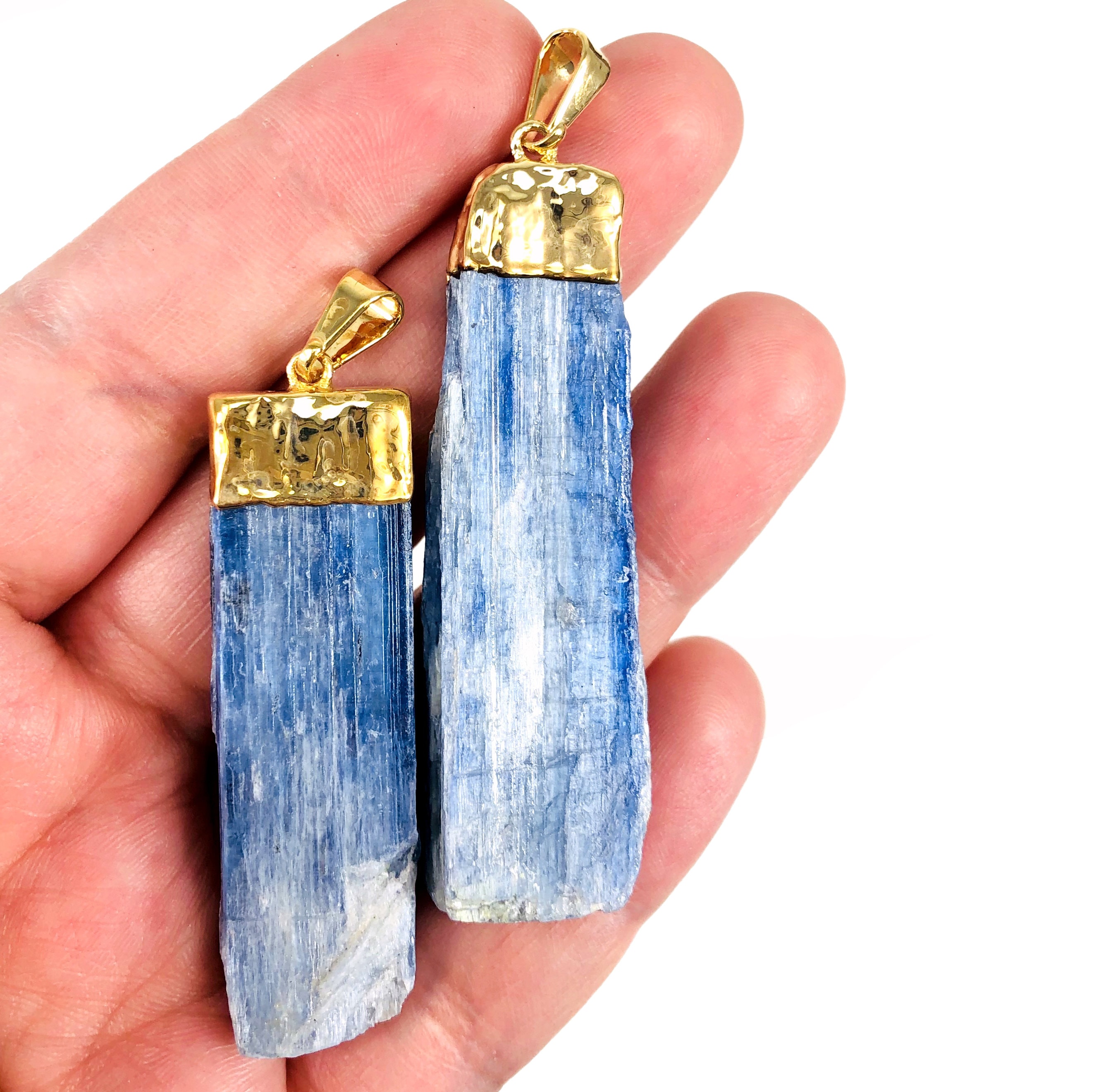 Kaya♡14kgf Raw Blue Kyanite Large Pendant Gold Electroplated Cap