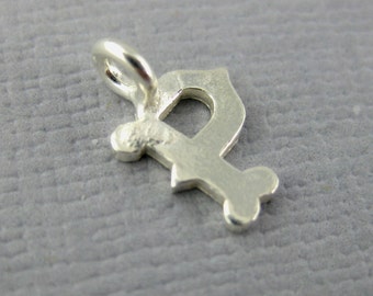 Silver Personalized Initial Letter Charm-- Sterling Silver "P" Pendant Charm