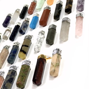 Gemstone Point Pendants in Silver Toned Bail image 2