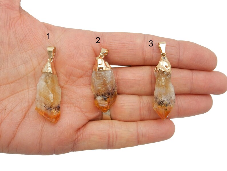 Citrine Quartz Pendant You cHoOse Lot G-1030 24k Gold Electroplated Cap Amazing Pendants