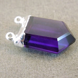 Ametist Hydro Quartz Crystal Point-hänge med dubbel ring i sterlingsilver (S5B8-03)