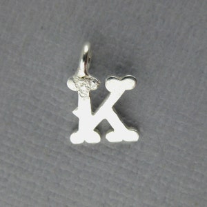 Silver Personalized Initial Letter Charm-- Sterling Silver "K" Pendant Charm