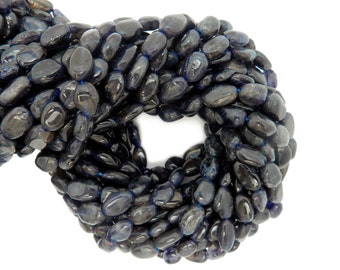 Iolite Oval Beads - Gorgeous Blue Freeform Beads - FIVE (5)STRANDS (S107B1-02)