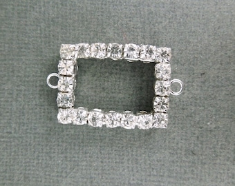 Rechthoekige verbindingsstukken met strass-- Dubbele beugelverbindingsbedelhanger met strass-inlegwerk s19-b2-09