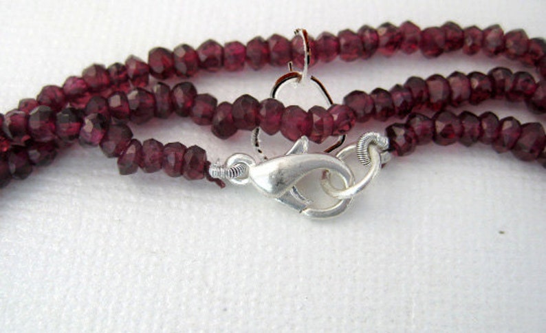 C-1 Finished 18 Garnet 4mm Bead Chain with Silver Lobster Clasp Gemstone Beaded Chain with Heart Charm