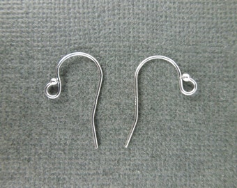 Ear Wires Earring Hooks Sterling Silver Hook Wire With Bead End -10 pairs