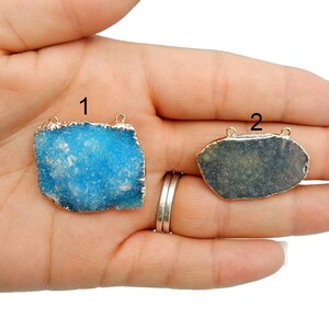 Blue Druzy Freeform Double Bail Pendant with 24k Gold Electroplated Edge - YOU CHOOSE - (LOT G-2074)