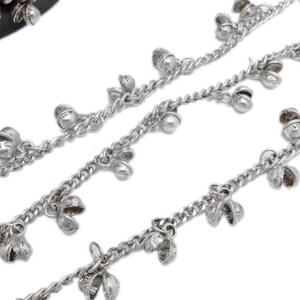 Antique Silver Toned Ball Dangle Link Chain By Foot CHN-572 Bulk Options image 2