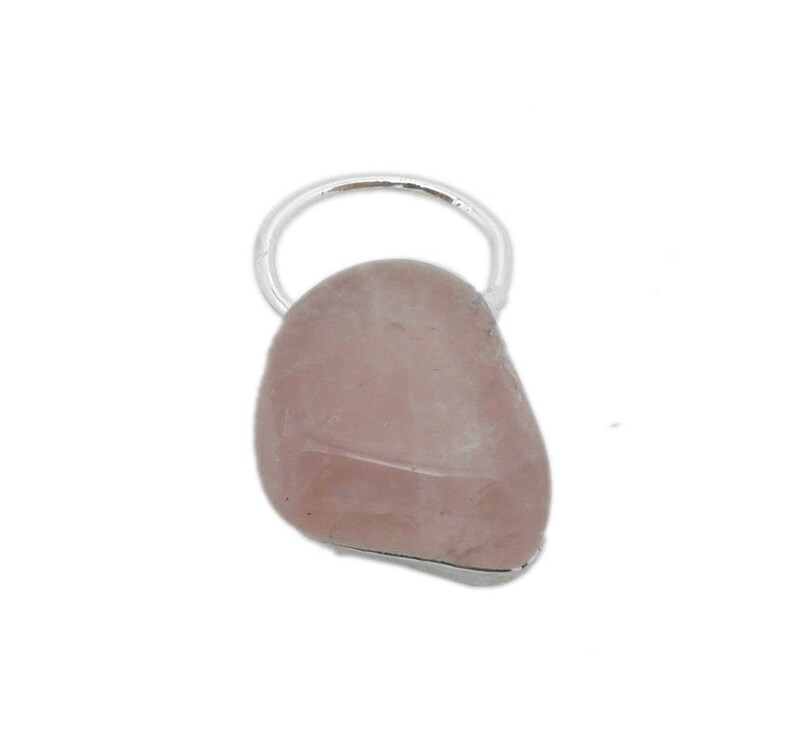 Tumbled Rose Quartz Freeform Pendant with Electroplated Silver Edge and Fancy Bail S87B17-02