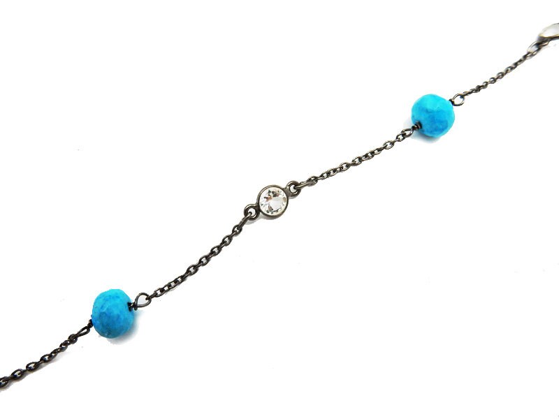 Collana Rosario Cristiano Con Perline Misteriche - Lapislazzuli Blu E Howlite Bianca - Fatto A Mano