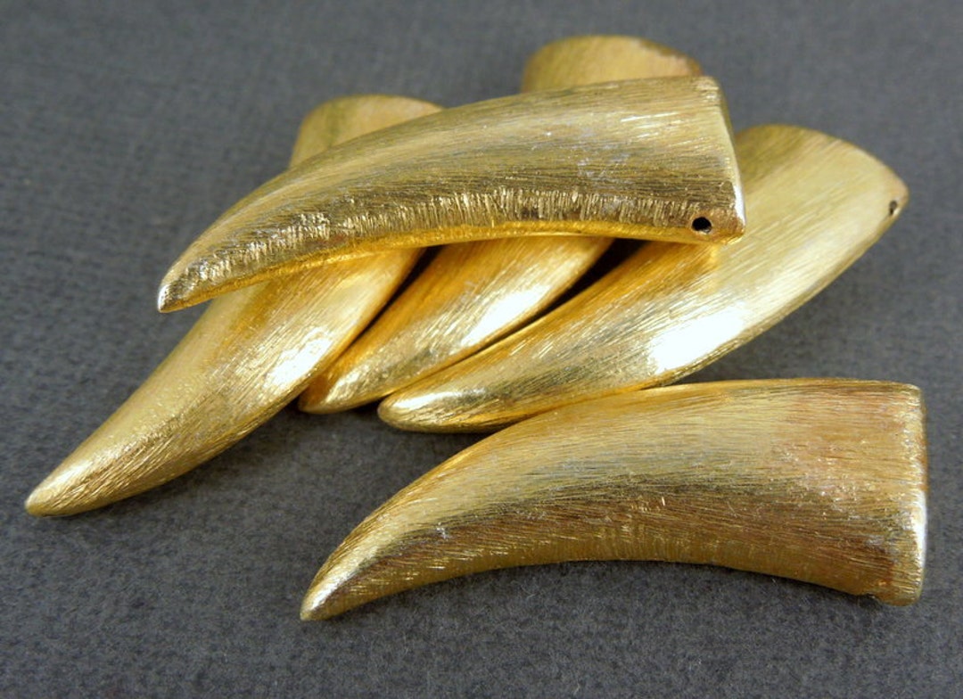 Gold Horn Bead Brushed Gold Over Sterling Silver Horn Bead Etsy
