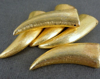Gold Horn Bead--  Brushed Gold over Sterling Silver Horn Bead (S22B1-08)