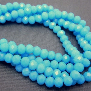 Crystal Beads - 6mm Blue Chinese Crystal Rondelle Beads - 1 STRAND (S37B15-03)