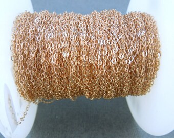 Rose Gold Fill Chain Flat Cable Chain 1.3mm-- By 100 FEET