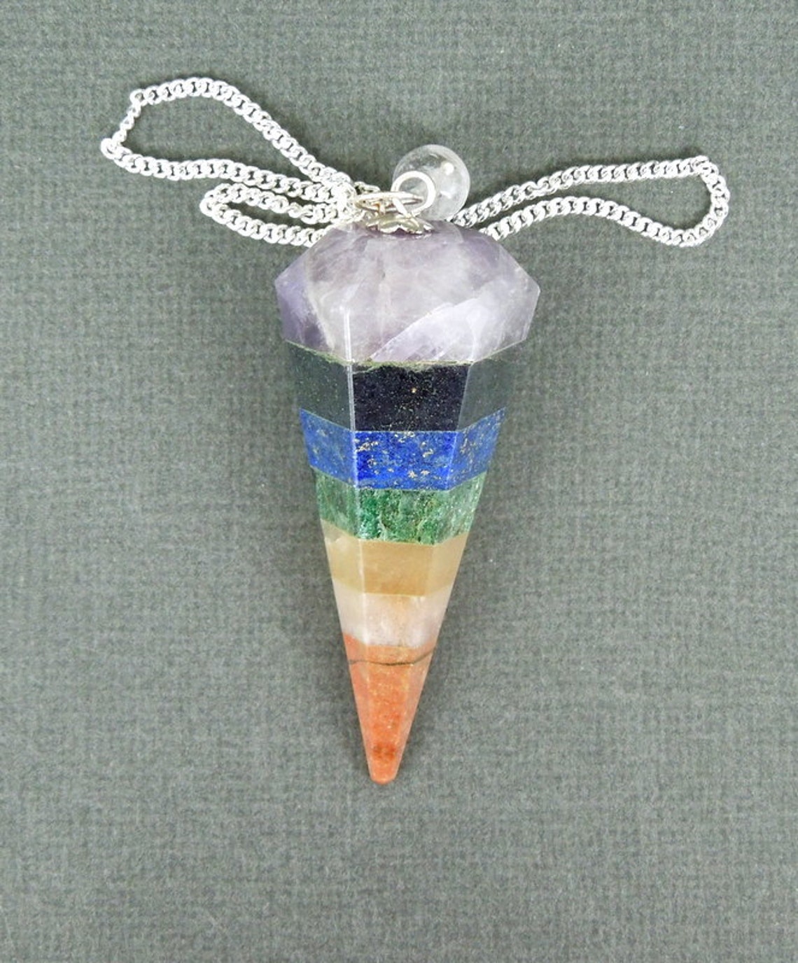 Seven Chakras Point Pendulum Pendant Rainbow Seven Chakra Etsy