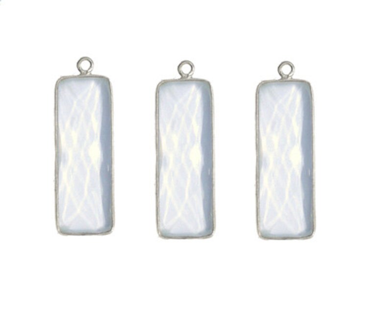 WWA-21 Sterling Silver Bezel Crystal Quartz Bar Charm Pendant