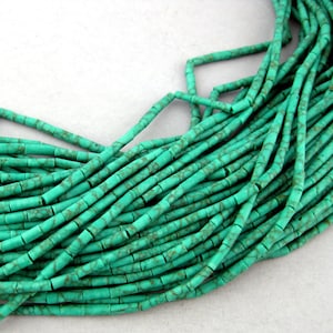 Turquoise Beads - 8mm x 3mm Turquoise Tube Beads-- 1 Full STRAND (S91B8-05)