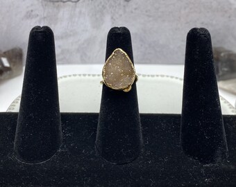 Druzy Gold Electroplated Ring (G-041)