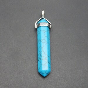 Large Turquoise Howlite Pencil Point Pendant with Silver Plated Cap and Bail S110B6-05 image 2