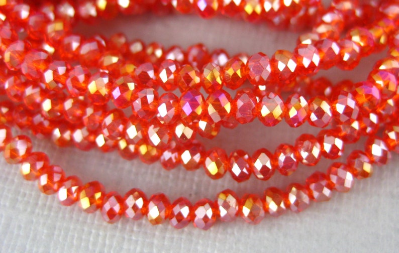 Chinese Crystal Beads Tiny 3mm Red Chinese Crystal Rondelle Beads 1 STRAND S94B11-01D image 2