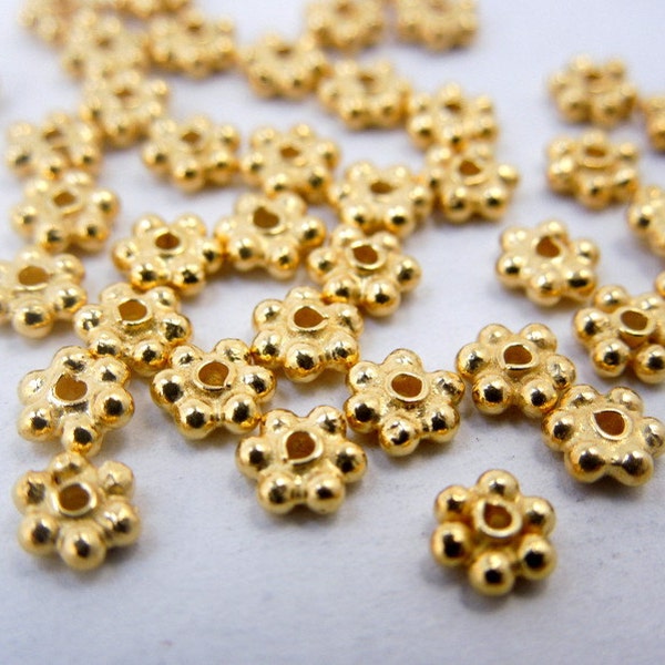 Gold Vermeil 3mm Daisy Spacer Beads--  10 BEADS (S36-B3-10)