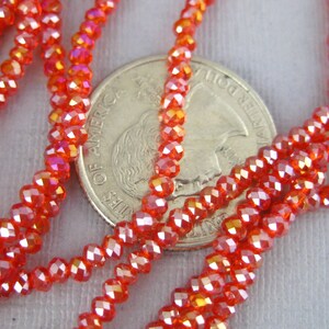 Chinese Crystal Beads Tiny 3mm Red Chinese Crystal Rondelle Beads 1 STRAND S94B11-01D image 3