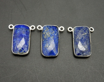 ラピスラズリ 長方形 ダブル ベイル ペンダント - 10 mm x 19 mm