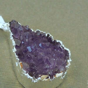 Amethyst Cluster pendant druzy druzzy drussy with sterling silver edging A quality Stone S12B3-06 image 2