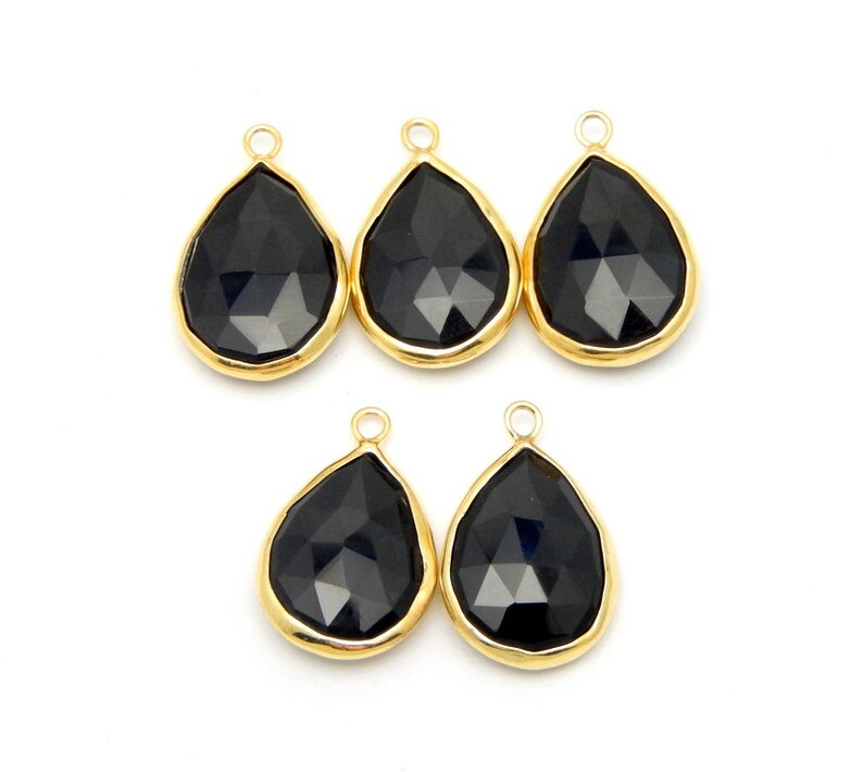 Black Onyx Teardrop Pendant 13mm X 18mm Gold Over Sterling Etsy