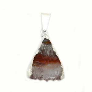 Petite Amethyst Triangle Slice Druzy Crystal Pendant with Silver Electroplated Edges ASP S64B4-05 image 2
