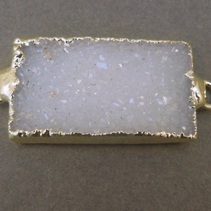Druzy Druzzy Drusy Pendant Rectangle Edged in 24k gold Double Bail (S1B13-08)