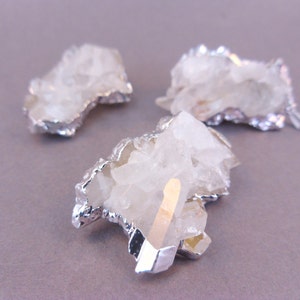 Crystal Quartz Rock Formations - Quartz Cluster Pendant with Silver Edging - Crystal Quartz Pendant S12B3-11